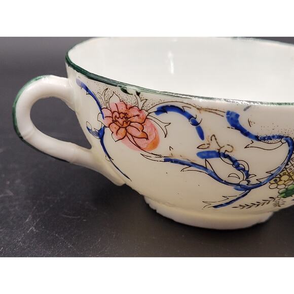 Rose Famille Tea Cup Antique Floral Handpainted Delicate Unsigned - Picture 4 of 13